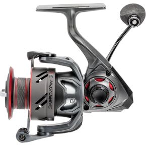 Lew’s Speed Spin CRX Spinning Fishing Reel, 8+1 Bearings, Graphite Frame and Sideplate, Solid Brass Speed Gears, Speed Lube, Multi-Disc Drag, Gray/Red