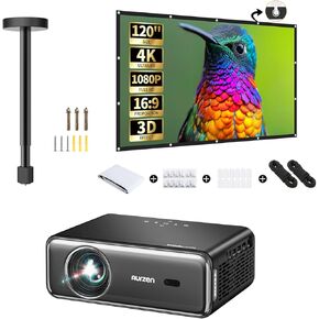Eazze D1 Pro Smart Projector with 120' Screen & Mount, Netflix Official, Dolby Audio & dbx-tv Total Sonics, Portable Outdoor Movie Projector with Native 1080P Resolution