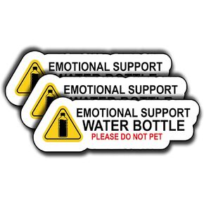 (3Pcs) Emotional Support Water Bottle Please Do Not Pet Sticker Gifts Camping Sticker Funny Decals Waterproof Vinyl for Water Bottle Tumbler Phone Case Laptops Skateboard Adults Kids Boys 3x1.02 Inch