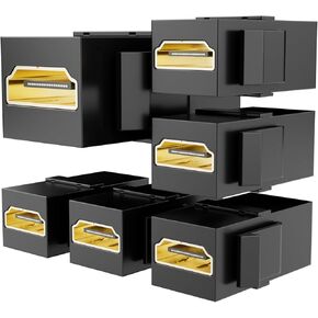 PANPEO 6-Pack HDMI Keystone, HDMI Keystone Jack 4K Female to Female Adapter Support All 3D, 4K - Gold-Plated (6 Pack - Black)