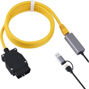 USB to OBD2 2 in 1 Phone to OBD2,ENET Rj45 Cable ethernet Connector Tools to OBD Interface Cable Coding F-Series 10/100Mbps High Speed,Plug and Play