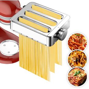 3-in-1 Metal Pasta Maker Attachment, Compatible with All KitchenAid Stand Mixers, Includes Pasta Roller, Fettuccine Cutter, and Spaghetti Cutter, Make Fresh Homemade Pasta with Ease