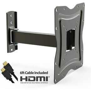 Full Motion TV Wall Mount Fits for 10" to 50" Flat-Panel TVs with Tilt and Swivel Articulating Arm and HDMI Cable, UL Certified