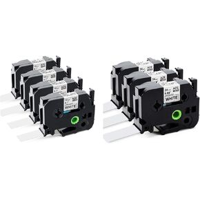 Compatible Label Tape Replacement for Brother P Touch 18mm Label Tape TZe-241 and Replace 24mm Label Tape TZe-251, Black on White (Total 7-Pack)
