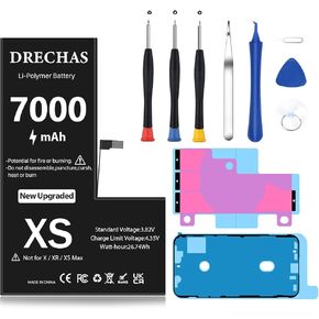 [7000mAh] بطارية لـ iPhone XS ، 2025 جديدة عالية الترقية عالية السعة 0 دورة البوليمر Li-Polymer Battery لنماذج iPhone XS A1920 ، A2097 ، A2098 ، A2100 مع مجموعة أدوات الإصلاح الاحترافية الكاملة