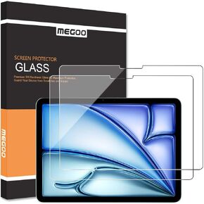 Megoo 2 Pack Screen Protector for iPad Air 11 Inch M2-M3 2024-2025,Compatible with Apple Pencil & Face ID,Tempered Glass with Precise Fit,Scratch-Resistant,HD Clarity