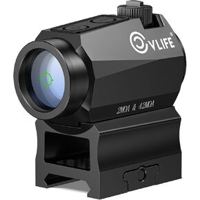 CVLIFE Multiple Reticle 2 MOA Green Dot & 42 MOA Circle, Motion Awake Green Dot Sight 50,000H Battery Life, 1x20mm Optics Scope Sight with Absolute Co-Witness Riser and Low Mount for 21mm Picatinny
