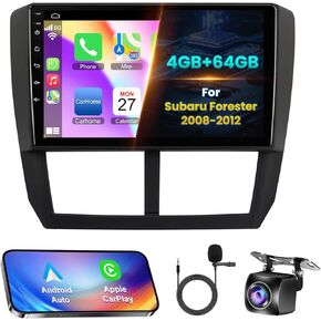 Android 13 Car Radio for Subaru Forester 2008-2012, Build in Wireless/Wire Carplay & Android Auto Support Bluetooth, Back-up Camera,FM Stereo,SWC,9 Inch IPS Touch Screen 4GB+64GB