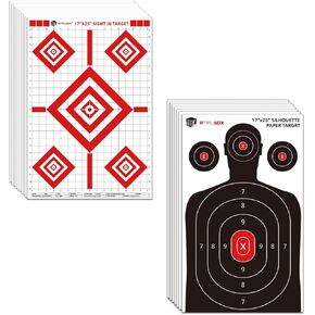 Atflbox 25 Pack 17X25 inch Sight in Shooting Range Paper Target and 25 Pack 17X25 inch Silhouette Paper Target
