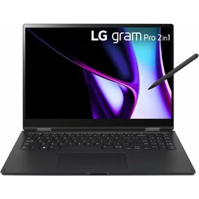 16in LG Gram Pro 2 في 1 دفتر ملاحظات ، HW TPM ، Window 11 Pro Core Ultra 5 ، 16GB DDR ، 1TB ، IPS ، التعرف على الوجه ، MIL-STD 810G ، TH4 ، USB0-C ، USB 4 ، HP-OT ، SPK ، 77WH Battery