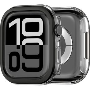 AMANECER Hard Clear PC Case Compatible with Apple Watch Series 10 46mm, Anti-Fall Rugged Bumper with Thickened Bezel Cover, Fingerprint-Resistant Original Touch Protector for iWatch s10 - Silver