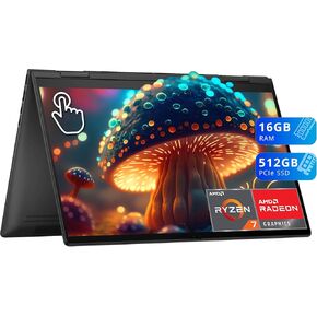 HP Envy x360 2-in-1 15.6" FHD Touchscreen Laptop, AMD Ryzen 7 7730U, 16GB LPDDR4x, 512GB PCIe SSD, AMD Radeon Graphics, Backlit Keyboard, Wi-Fi 6E, Windows 11 Home, Black (Renewed)