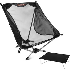 TREKOLOGY YIZI LITE Ultralight Camping Chair & TALU Mini Compact Folding Table Bundle - Lightweight, Portable Beach Chair & Camp Table for Hiking, Backpacking, Outdoor Adventures
