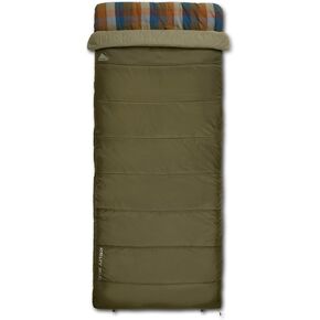 Kelty Wayback Flannel Lined Sleeping Bag, Built in Blanket, Traditional Rectangle Shape, Organic Flannel Cotton Liner, Dual Locking Slide Zips