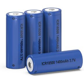1400mAh 3.7V ICR 18500 Li-ion Rechargeable Batteries 4 Pack, 3.7V Lithium-Ion Battery 18500 Rechargeable Battery for Handheld Work Lights, Camping Lights, Emergency Light...4 Count