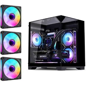 GOPIE T03 Mini ITX Gaming pc case with 3Pack 120mm Infinity Mirror Fans