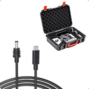 Storage Case for Starlink Mini, Protective Hard Case with EVA Padding for Starlink Mini, DC to USB-C Power Cable for Starlink Mini 5M/16.5FT, Support PD 100W 20V/5A Input