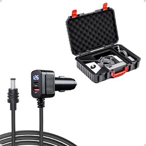 Storage Case for Starlink Mini, Protective Hard Case with EVA Padding for Starlink Mini, Car Charger Cable for Starlink Mini 16.5FT with Display