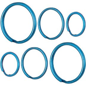 TiTo GR2 titanium key ring outdoor micro keychain Buckle Round Split circle 6Pcs/lot (Blue)