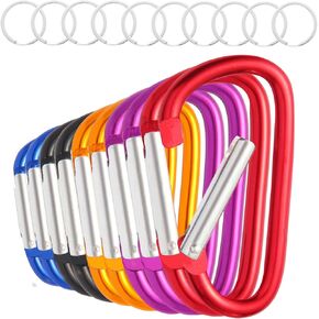 Carabiner Clip D Ring Shape Carabeaners Key Chain Clip Hook Keychain Clip Spring Snap Hooks for Backpack Camping Hiking Keychains Outdoor Gear