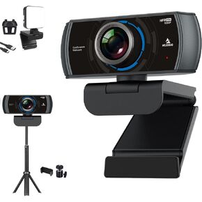NexiGo 60FPS 1080P Webcam Kits, N980P HD Web Camera with Microphone, 120 Degrees Wide-Angle, Software Control, Lightweight Mini Tripod, Video Conference Lighting Kit, for Zoom/Skype/Teams