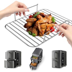 GWY Air Fryer Replacement Parts for Ninja SL401 DoubleStack XL 2 Basket air fryer, 8.5''×7.2''×1.8'' Stainless Steel Air Fryer Wire Rack Accessories Roasting Steamer Grill Racks, Dishwasher safe