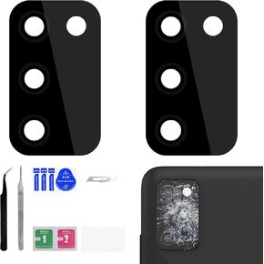 2 عبوة العدسة الخلفية العدسة للاستبدال لـ Samsung Galaxy A02S العدسة الزجاجية الخلفية الكاميرا مع مجموعة من أدوات الإصلاح الكاملة ملقطات الغبار ل A02S SM-A025U SM-A025U1