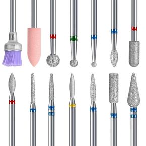 SQULIGT 14Pcs Nail Drill Bits, 3/32" Cuticle Clean Nail Bit for Electric Nail File Machine, Suitable for Acrylic Manicure Pedicure Cuticle Gel Polishing, Nail Salon Supply