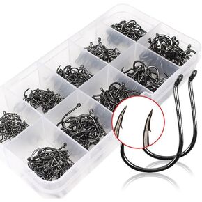 500pcs 10 أحجام مختلفة - خطافات صيد السمك السمكة السمكة السمك