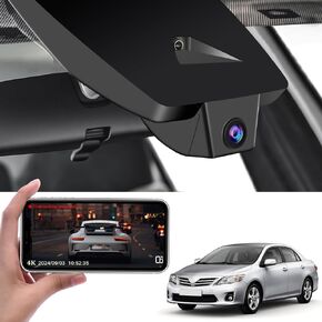 4K Dash Cam fit for Toyota Corolla Gen12 E210 2023 2024 2025 LE SE XLE XSE Hybrid Hatchback(Model A), OEM Style Look, 2160P UHD Video, WiFi & APP, Loop Recording, Parking Monitor, 128GB Card