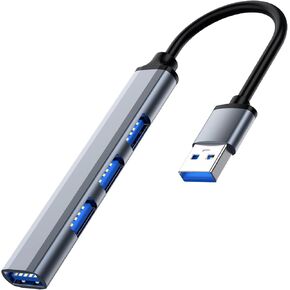 USB Hub 3.0 with 4 Ports, Aluminium USB 3.0 Hub USB Splitter Extender for for Laptop, PC, MacBook, Mac Pro, Mac Mini, iMac, Surface Pro and More