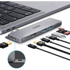 USB C Hub Adapter for MacBook Pro Air M1 M2 M3 2022 2021 2020 2019, 8 in 2 MacBook Pro/Air Accessories Multiport Adapter with Thunderbolt 3 Port, 2 HDMI 4K, PD 87W, USB C and 2 USB A 3.0 5Gbps, TF/SD