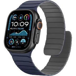 Magnetic Silicone Bands Compatible with Apple Watch 49mm 46mm 45mm 44mm 42mm, Soft Sport Wristband for Men Women Compatible with iWatch Ultra SE Series 10 9 8 7 6 5 4 3 2 1, Black