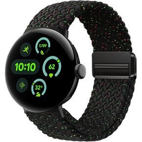 Band for Google Pixel Watch 3/2/1 41mm - Magnetic Clasp Stretchy Braided Bands for Pixel Watch 3 41mm 2024 Elastic Replacement Woven Straps, Men Women, No Gap, Breathable