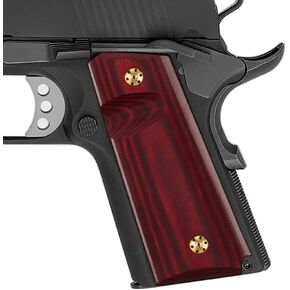 Cool Hand 1911 Slim Grips, Compact/Officer/Kimber Ultra Carry ii, High Polished Wood, Gold Screws Included, 3/16" Thin, Mag Release, Ambi Safety Cut