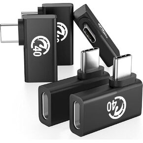 Right Angle USB C 90 Degree Adapter 5Pack, USB4 Addapter for Thunderbolt 4, 40Gbps Data, 8K@60Hz Display, 240W Charging, USB-C Male to Female Extender for iPhone 16, ROG Ally, Steam Deck, Switch