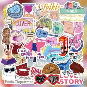 100PCS Music Stickers Sticker,Singer Ablum Stickers Waterproof Vinyl Sticker for Water Bottle Laptop Phone Skateboard Bike Party Favors (Pink)