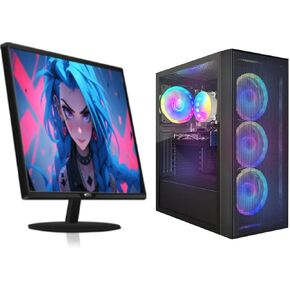 STGAubron Gaming PC Bundle with 24 inch FHD LED Monitor-Intel Core I7 8th up to 4.1G, Radeon RX 580 8G, 16G DDR4, 512G SSD, RGB Fan x4, Windows 11 Home