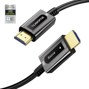 Certified 8K Fiber Optic HDMI 2.1 Cable 50ft, 48Gbps Ultra High Speed Long HDMI Cord,8K@60Hz 4K@120Hz, eARC HDR10 Dolby Vision for PS4/PS5/Xbox Series X/S, 4K/8K HDTV, Home Theater Gaming