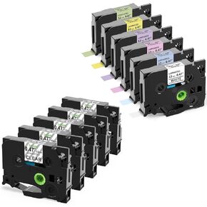 Replacement for Brother P Touch Label Tapes TZe-131 with TZe TZ Tape 12mm 0.47 Inch Laminated Multicolor Label Tape Work with Brother P Touch PT-D210 PT-D220 PT-H110 Label Maker (Total 11-Pack)