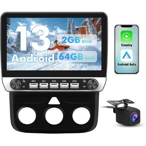 Android Radio for Dodge Ram 1500 2500 3500 2013-2018, Ram 1500 Car Stereo Replacement Touch Screen Radio with 5GWiFi CarPlay Android Auto (for Manual AC only)