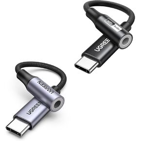 UGREEN USB C to 3.5mm Audio Adapter Hi-Res 32bit/384KHz Type C to Aux Dongle HiFi DAC Headphone Jack Cable Converter Bundle with USB C to 3.5mm Audio Adapter Type C to Headphone Aux Jack Dongle