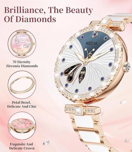 Smart Watches for Women,1.19" AMOLED Smartwatch for Android iOS Phone,IP68 Waterproof Fitness Tracker Watch with Heart Rate Sleep Monitor 100+ Sports Pedometer,Ceramic(Answer/Make Calls) in Saudi Arabia
