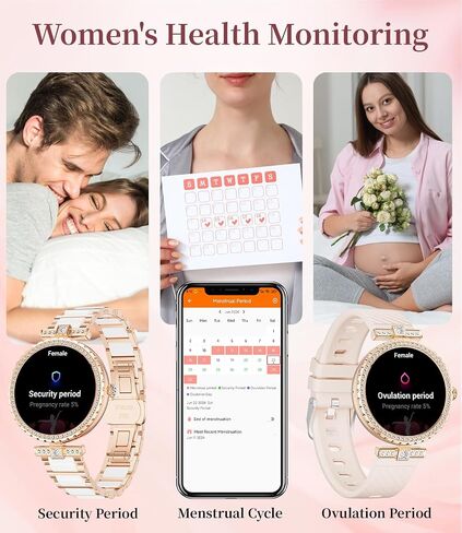 Smart Watches for Women,1.19" AMOLED Smartwatch for Android iOS Phone,IP68 Waterproof Fitness Tracker Watch with Heart Rate Sleep Monitor 100+ Sports Pedometer,Ceramic(Answer/Make Calls) in Saudi Arabia