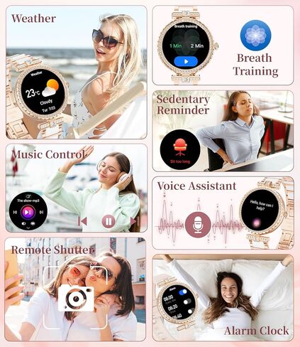 Smart Watches for Women,1.19" AMOLED Smartwatch for Android iOS Phone,IP68 Waterproof Fitness Tracker Watch with Heart Rate Sleep Monitor 100+ Sports Pedometer,Ceramic(Answer/Make Calls) in Saudi Arabia