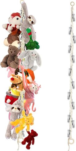 3PCS Hanging Stuffed Animal Storage - Boho Stuffed Animal Hammock Corner for Room Decor, Macrame Stuff Animal Organizer with 60 Metal Clips for Plushies Storage in Saudi Arabia