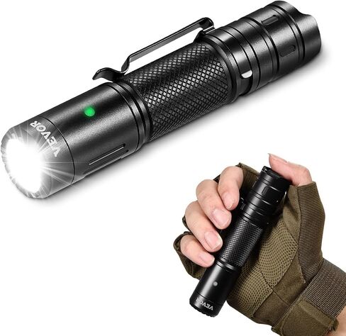 VEVOR Rechargeable Flashlight, High Lumens LED Flashlight with 6 Lighting Modes, IP66 Waterproof Handheld Flash Light for Home, Hiking, Camping, Emergencies, Lightweight & Portable in Saudi Arabia