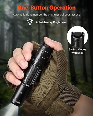 VEVOR Rechargeable Flashlight, High Lumens LED Flashlight with 6 Lighting Modes, IP66 Waterproof Handheld Flash Light for Home, Hiking, Camping, Emergencies, Lightweight & Portable in Saudi Arabia