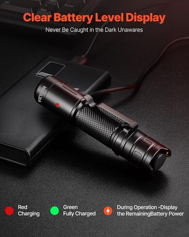 VEVOR Rechargeable Flashlight, High Lumens LED Flashlight with 6 Lighting Modes, IP66 Waterproof Handheld Flash Light for Home, Hiking, Camping, Emergencies, Lightweight & Portable in Saudi Arabia