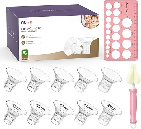 Nuliie 8PCS Flange Inserts 14/16/18/20mm for 24mm Flange/Shield of Most Pumps, BPA Free Flange Sizing Kit, Compatible with Momcozy/Medela/Elvie/Spectra/Bellababy/TSRETE/Willow/Nuliie Breast Pumps in Kuwait